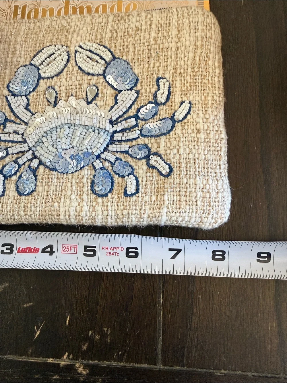 Beaded Crab Clutch — Blue & Natural